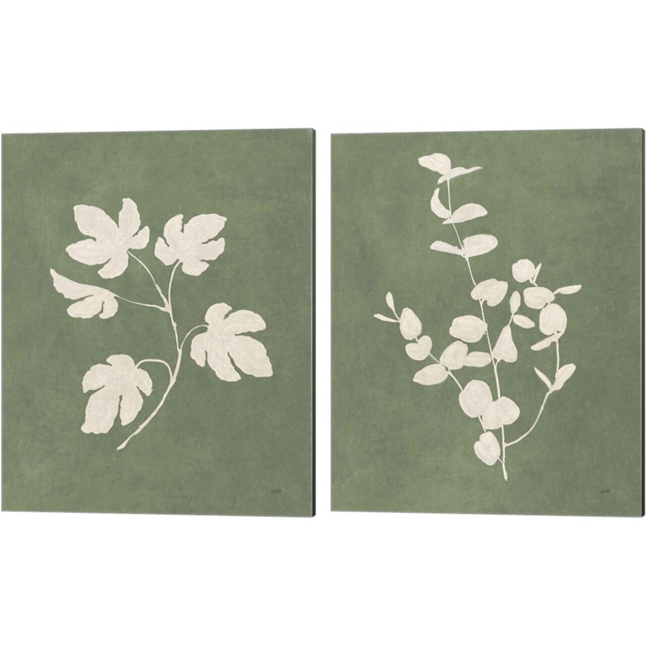 Botanical Study Forest Green by Julia Purinton 12" x 15" Canvas Wall Art (Set of 2)